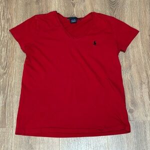 Women’s Ralph Lauren Red Shortsleeve V-Neck